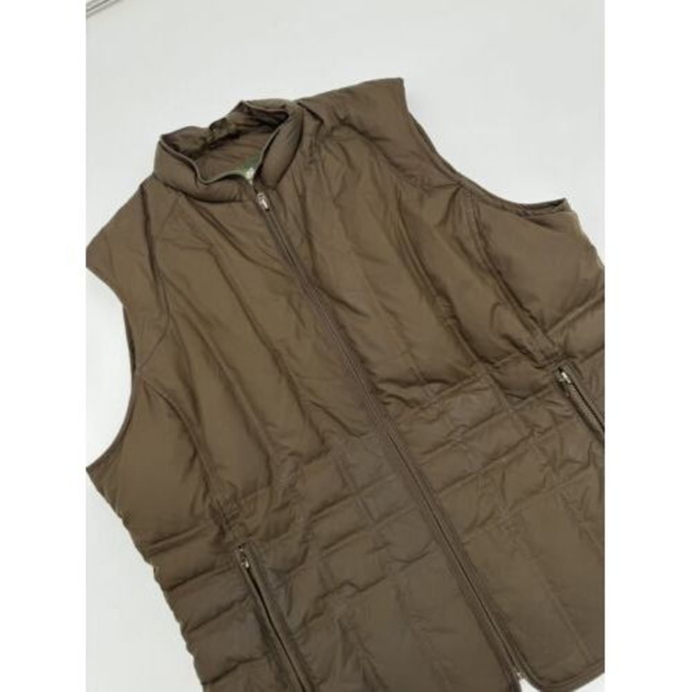 Eddie Bauer Premium Goose Down Womens XL Quilted Puffer Vest Brown Full Zip